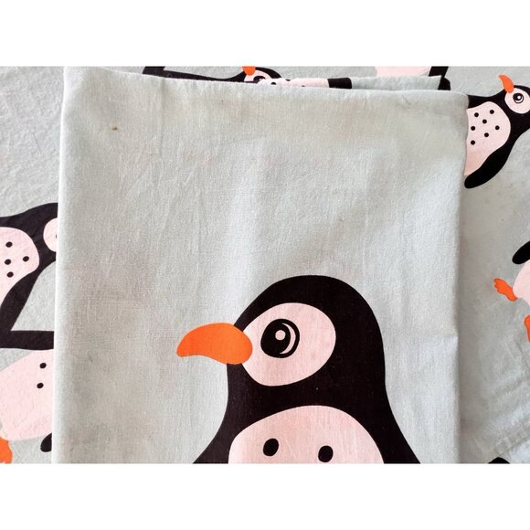 IKEA Blavingad Twin Duvet Cover & Pillowcase Set Penguin Light Turquoise Orange - Picture 3 of 16